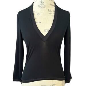 Fendi black sheer v neck quarter sleeve blouse top sexy chic sz 42